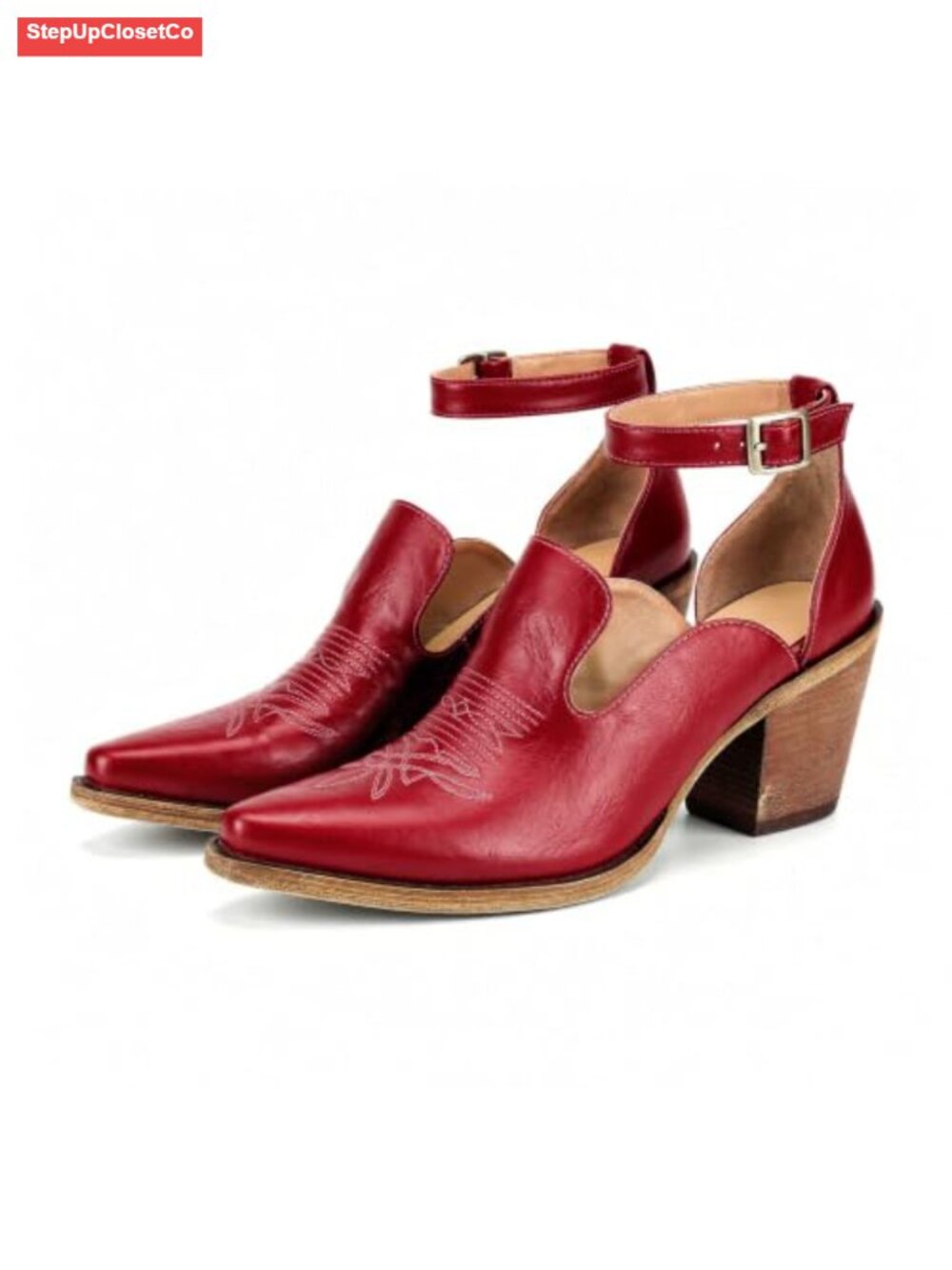 MissHeel Cowgirl Heels Ankle Strap Women's Cowboy Booties Summer